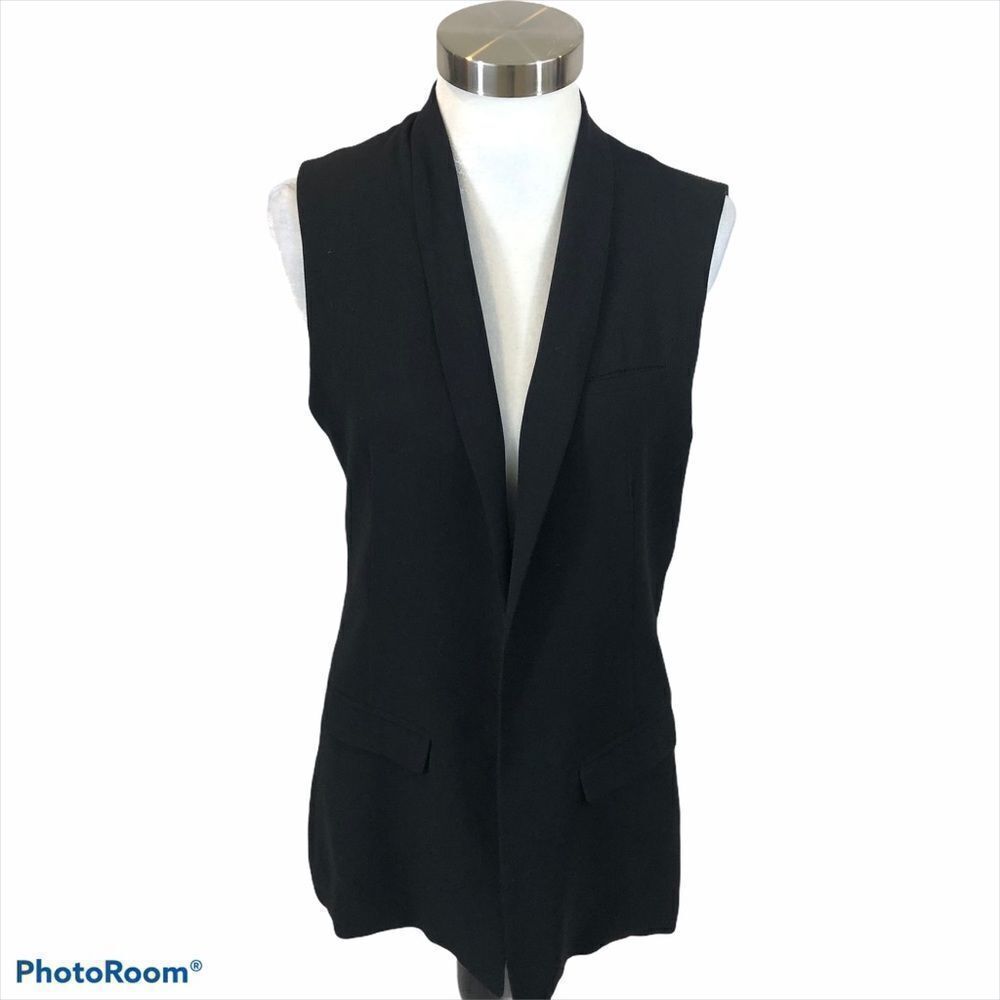Ladies Paraphrase Black Collared Sleeveless Vest M